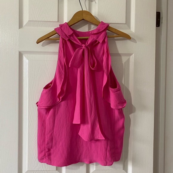 NWT Entro Pink Cold Shoulder Halter Top with Bow - Picture 5 of 11